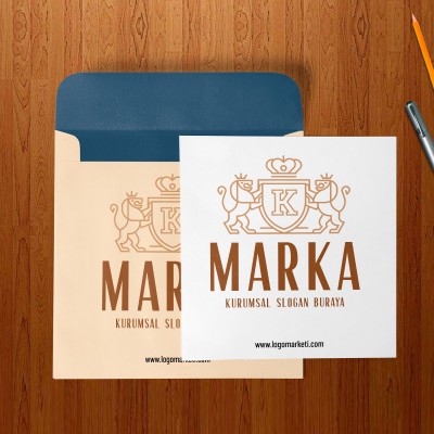 K Harfi Aslan ve Taç Heraldik Logo Tasarımı