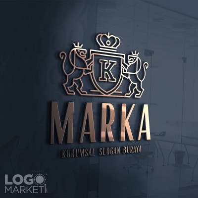 K Harfi Aslan ve Taç Heraldik Logo Tasarımı