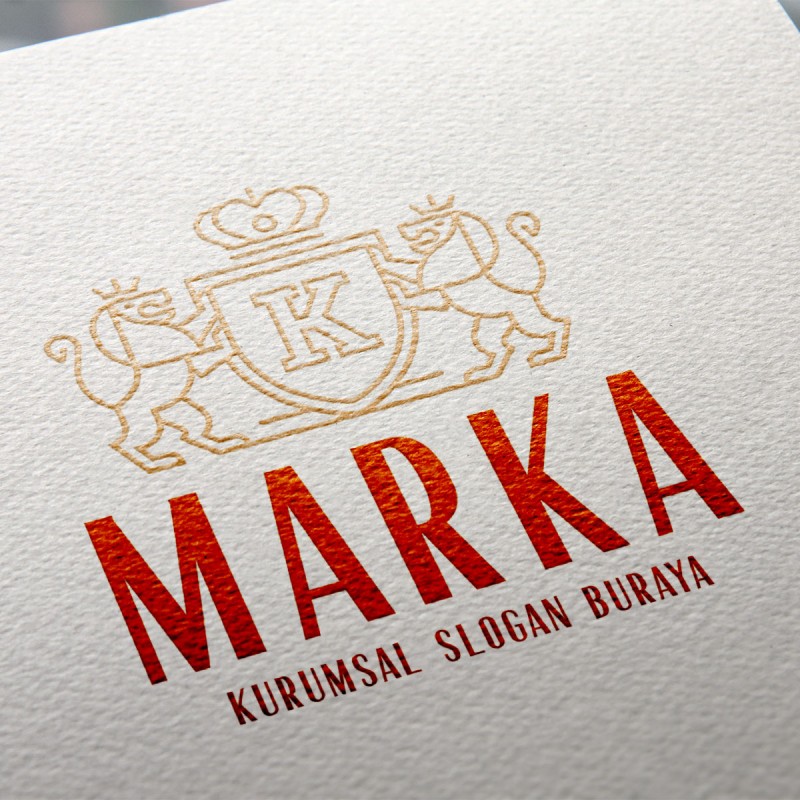 K Harfi Aslan ve Taç Heraldik Logo Tasarımı