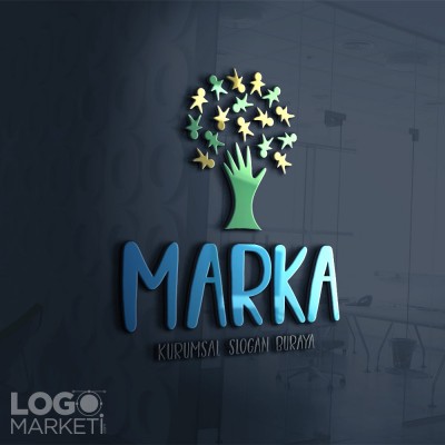 El ve Çocuklardan Ağaç Hazır Logo Tasarımı